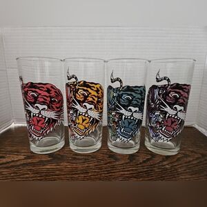 Ed Hardy Set Of 4-12oz Glasses. EUC (BIN18)